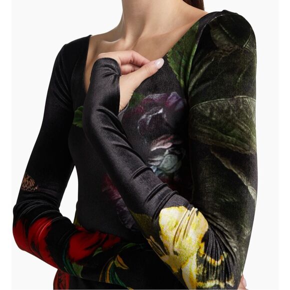 Alice + Olivia Delora Floral Scoopneck Midi-Dress In The Wind Floral size 6 NWT - Picture 3 of 4